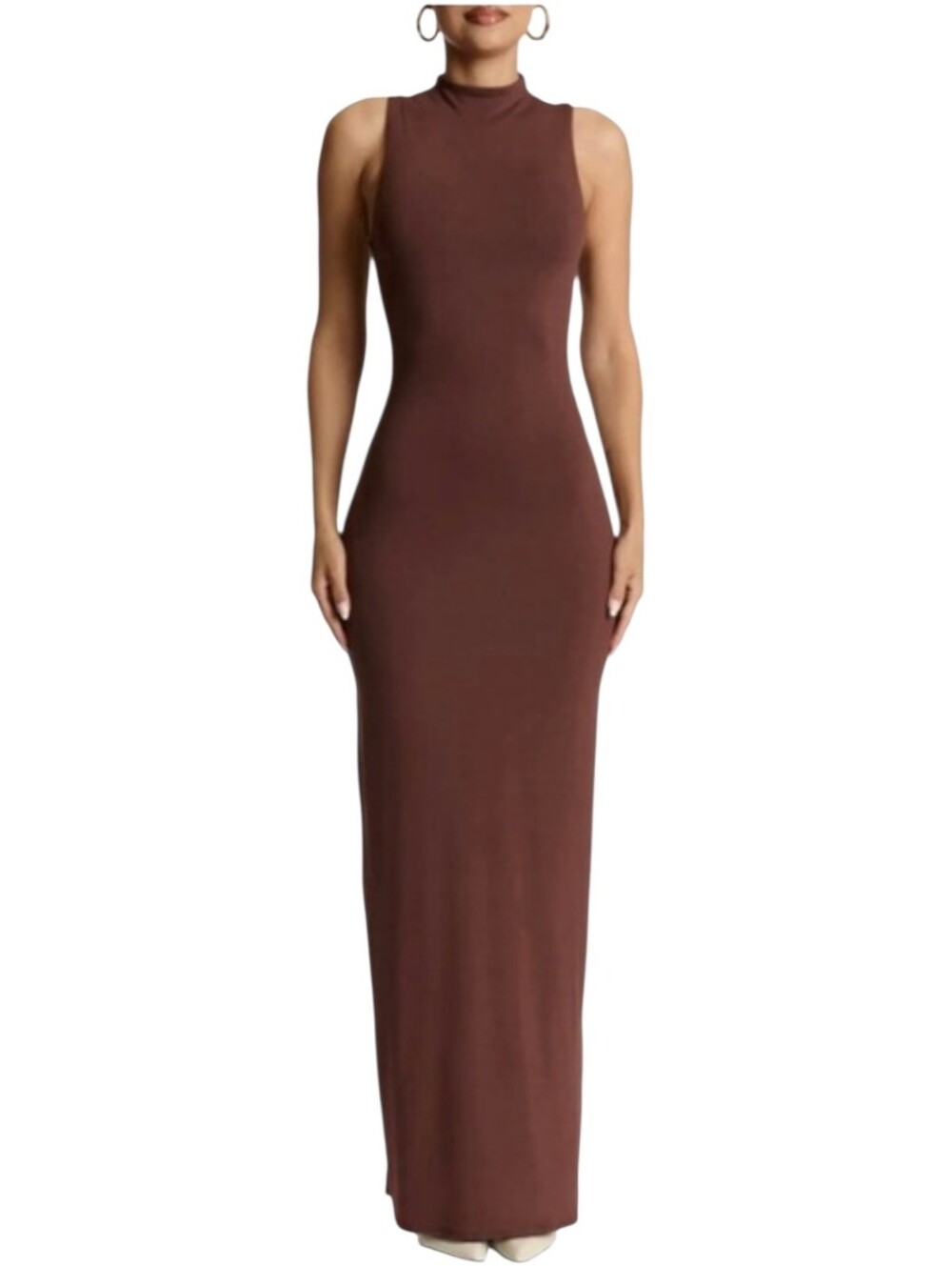 NWT Naked Wardrobe Chocolate Brown Sleeveless Bodycon Maxi Dress Size 2X - Picture 1 of 6